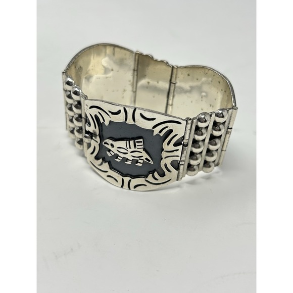 Jewelry - Vintage 925 Mexico‎ Sterling Silver Porcupine Animal Panel Bracelet Heavy 2.5 oz